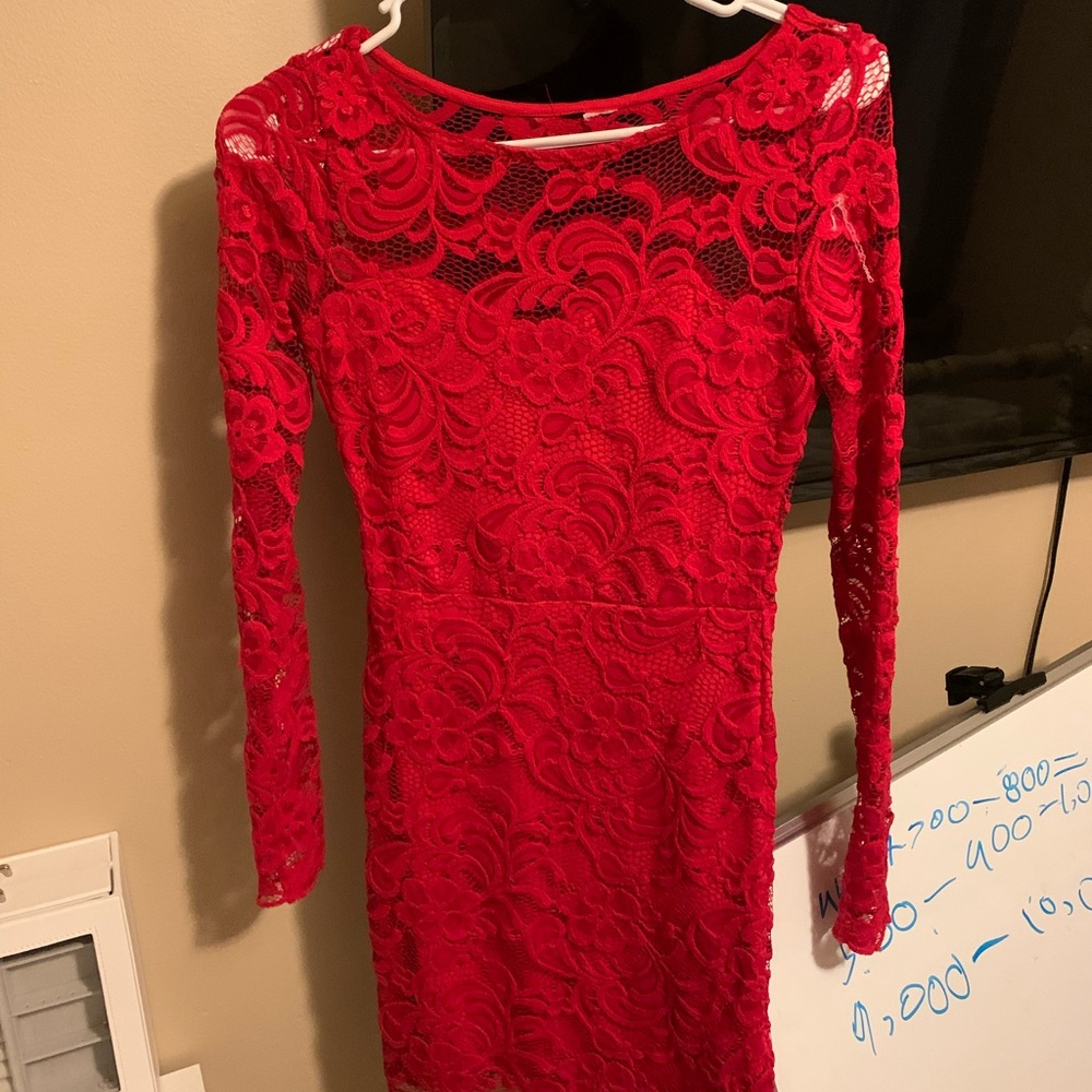 Red lace dress